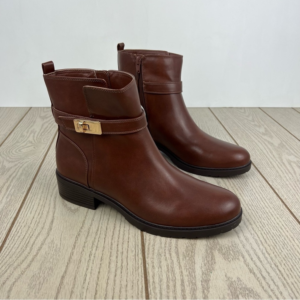 Giani Bernini Women's Becca Memory Foam Buckled Booties 11M Mocha Brown $100